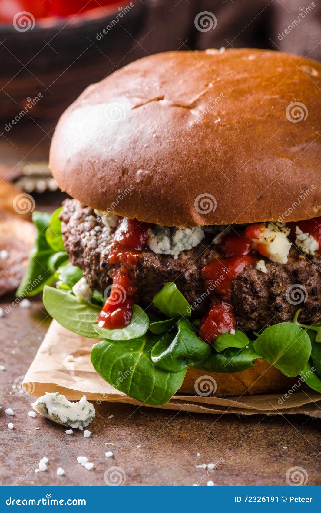 Beef Burger with Blue Cheese Stock Image Image of juicy, meal 72326191
