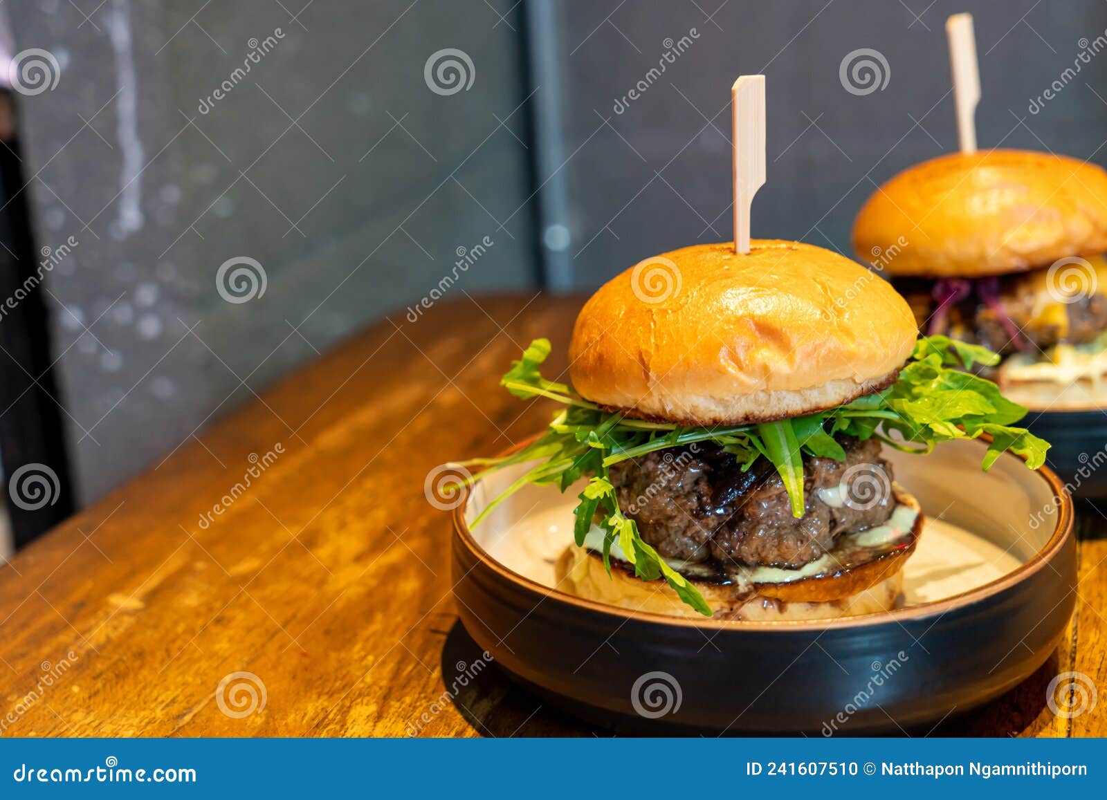 Beef Burger with Cheese on Plate Stock Photo - Image of grilled, fresh ...