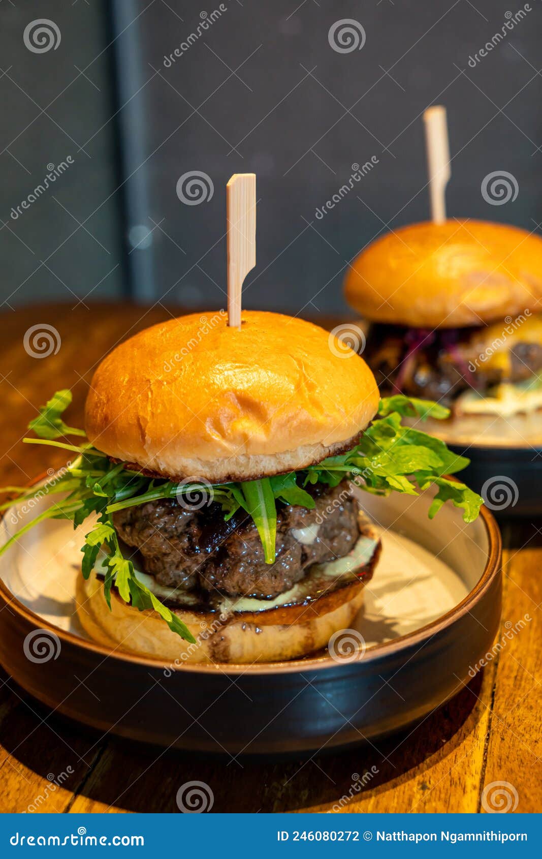 Beef Burger with Cheese on Plate Stock Photo - Image of cheddar ...