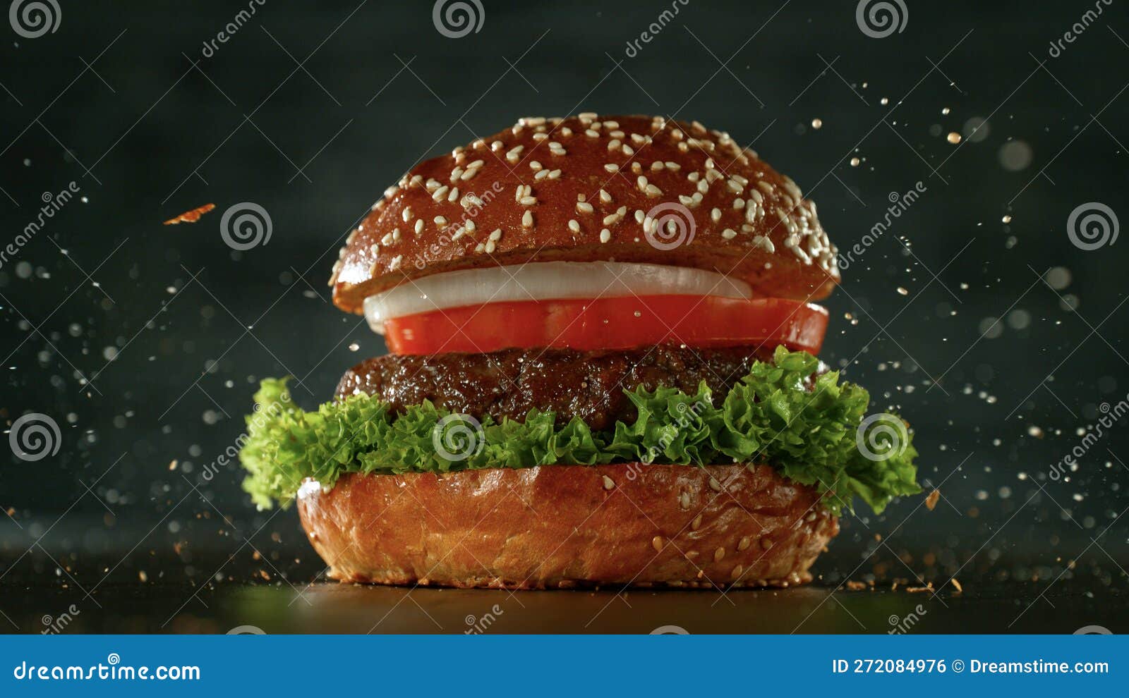 Beef Burger Ingredients Falling Stock Photo Image of food, pieces