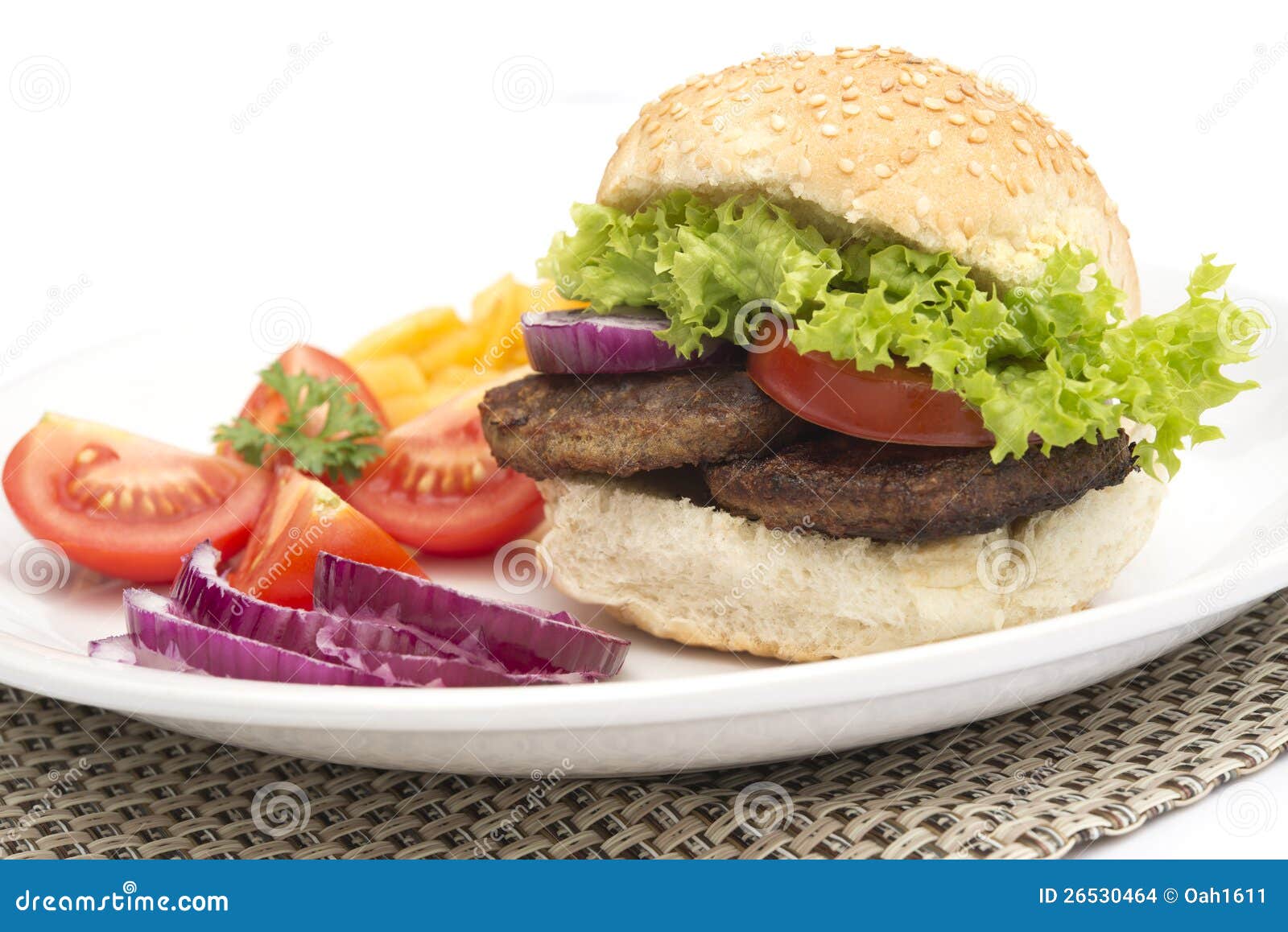Beef burger meal stock photo. Image of delicious, green 26530464