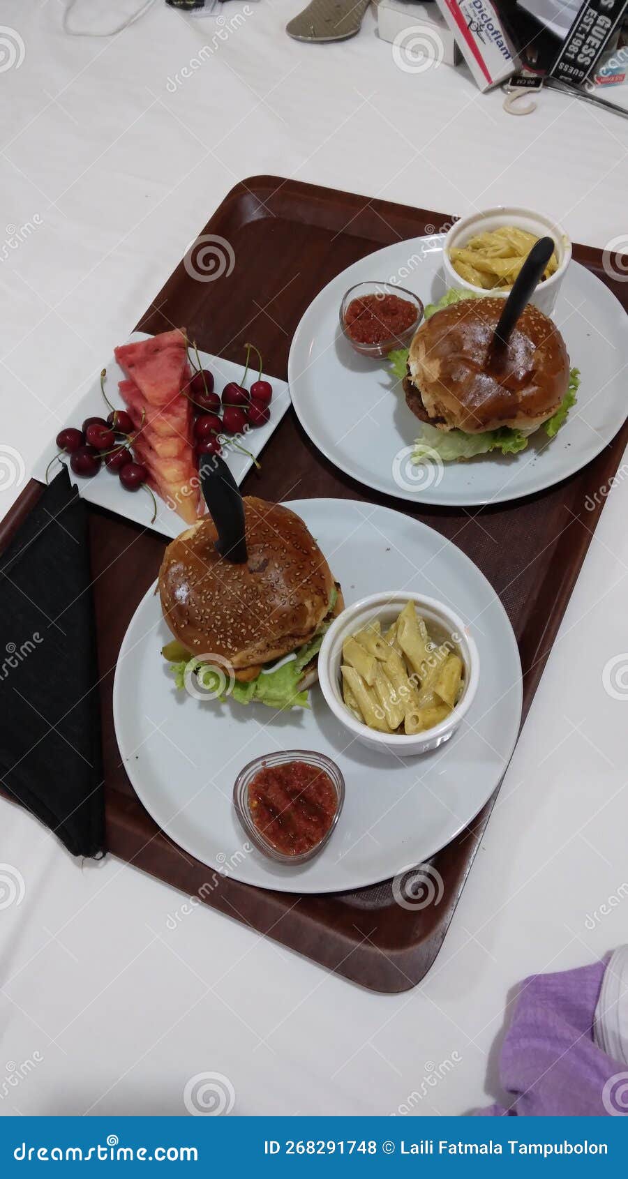 Beef Burger Water Melon and Cherry Editorial Stock Photo Image of produce, cherry 268291748