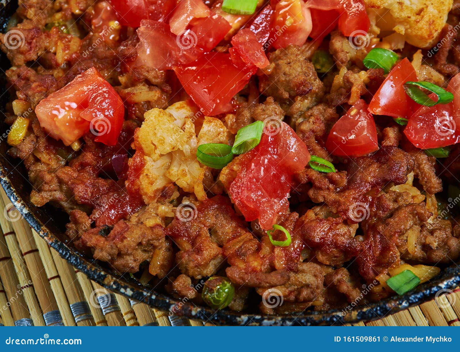 Beef Cauliflower Rice Mexican Casserole Stock Image - Image of rustic
