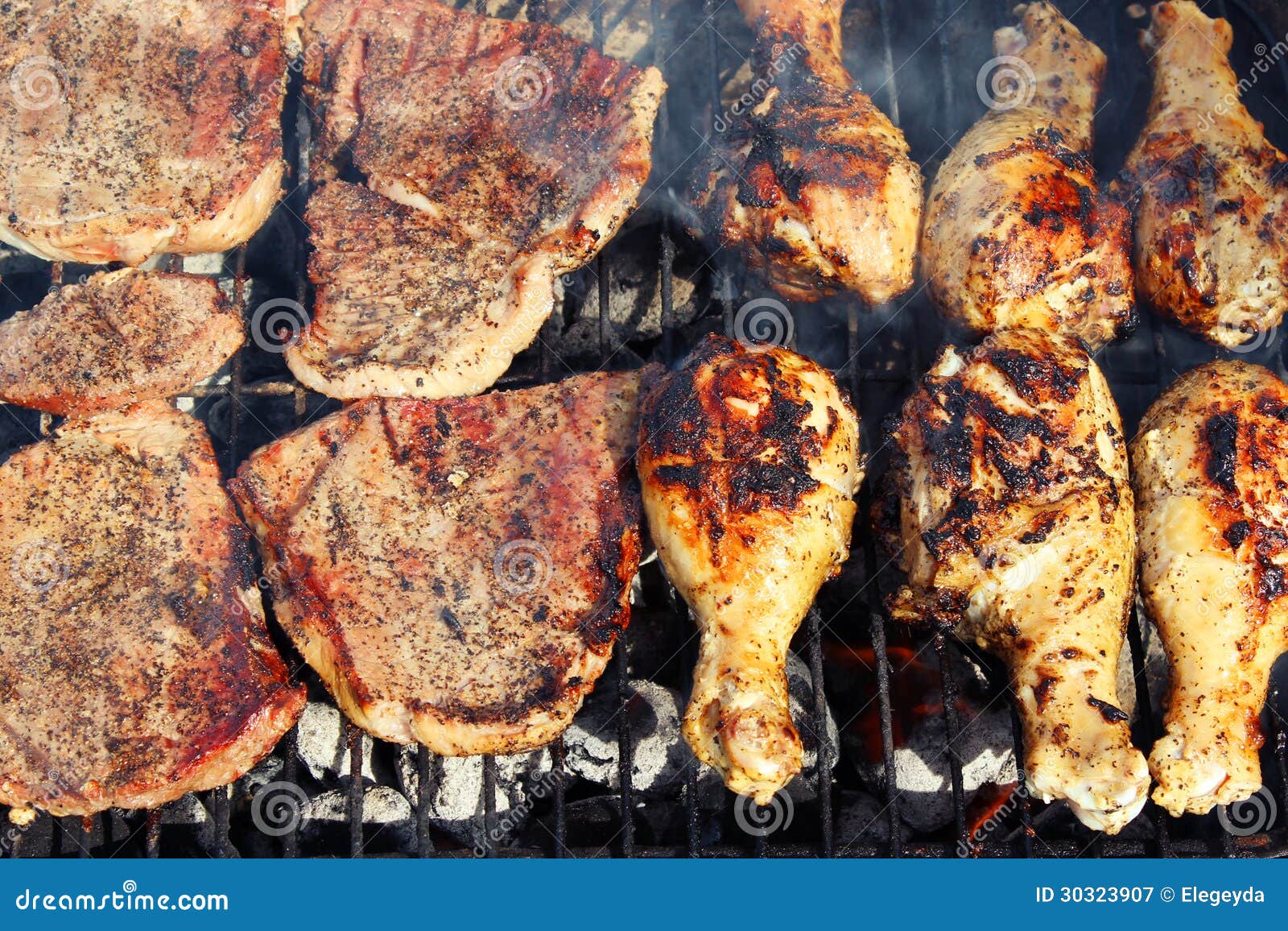 Beef and chicken barbecue stock image. Image of cooking 30323907