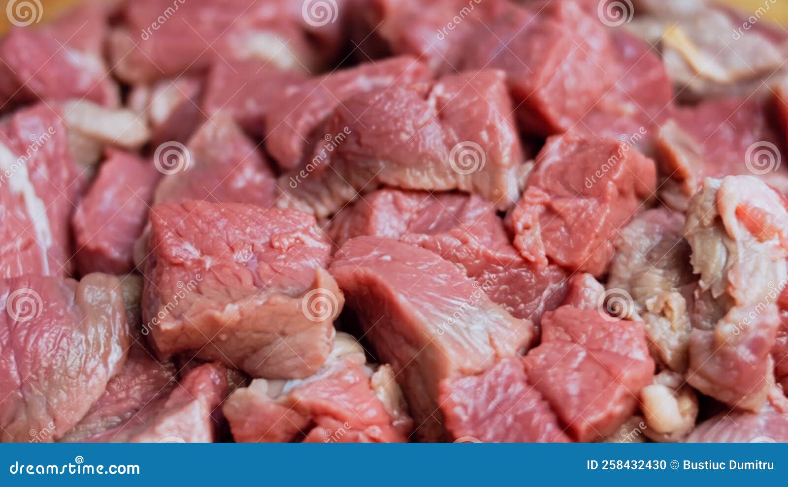 Beef Cut into Squares. Shooting from the Slider, Macro Stock Footage