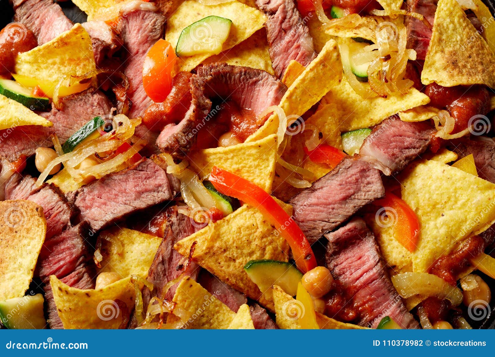 beef entrecote and nachos tex-mex recipe