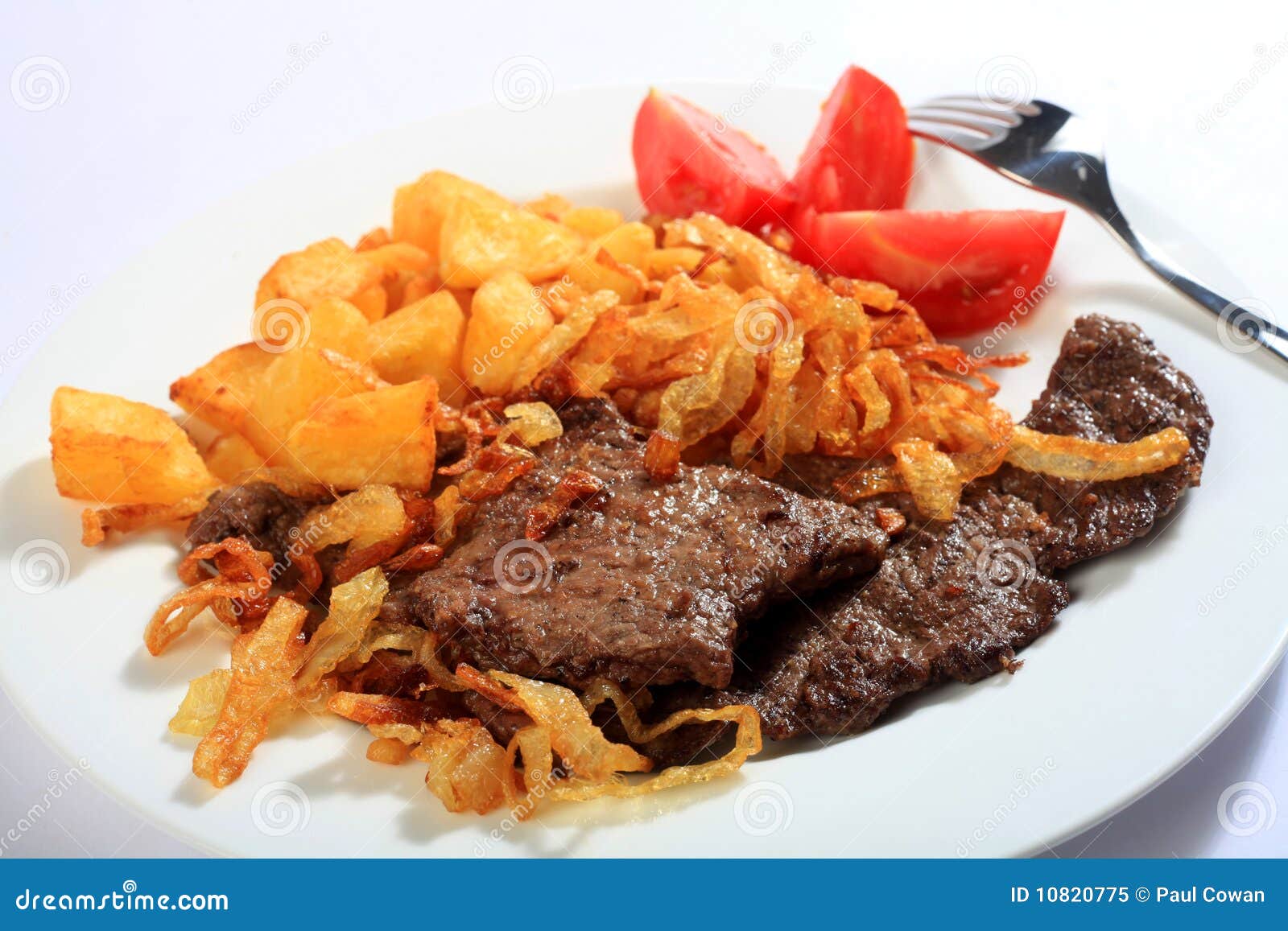Beef Escalopes with Crispy Onions Horizontal Stock Image Image of