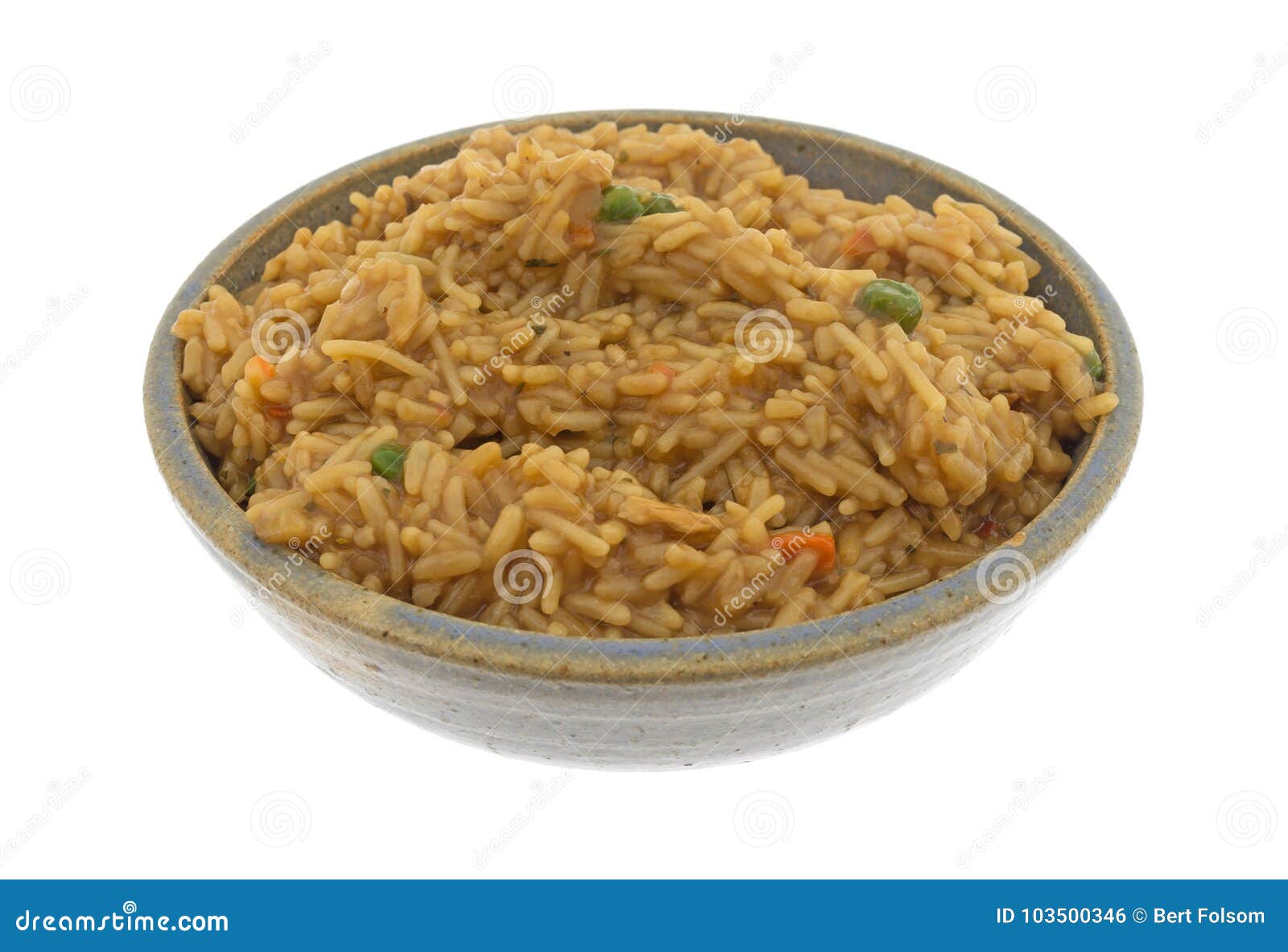Beef Flavored Rice in a Bowl with a Fork Stock Photo - Image of parsley