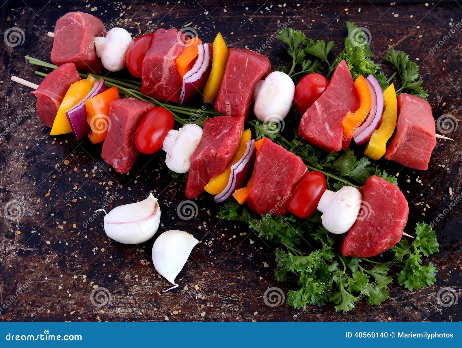 Beef kebabs stock photo. Image of butcher, board, skewer 40560140