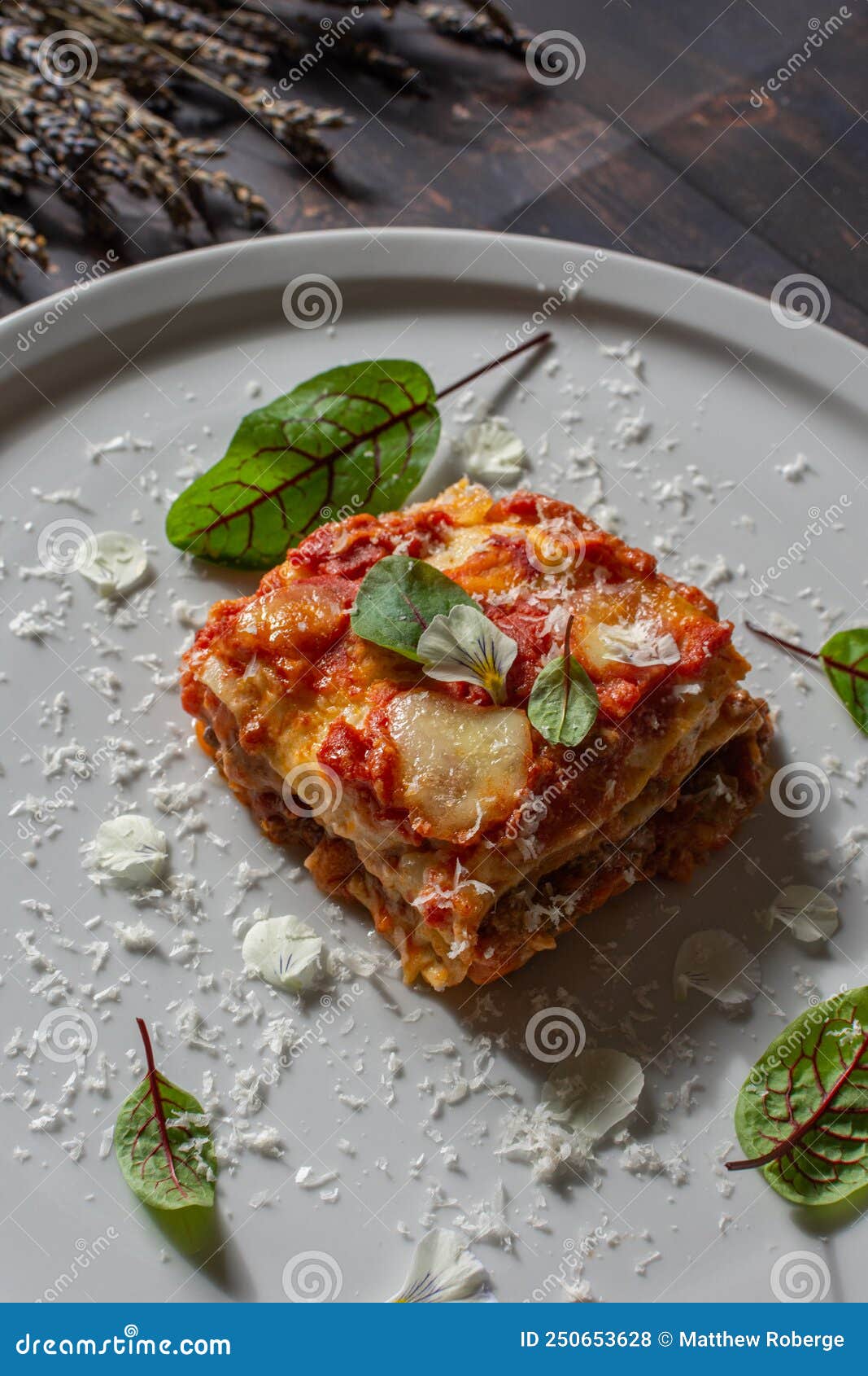Beef Lasagna with Bloody Sorrel and Parmesan, Pecorino Romano and