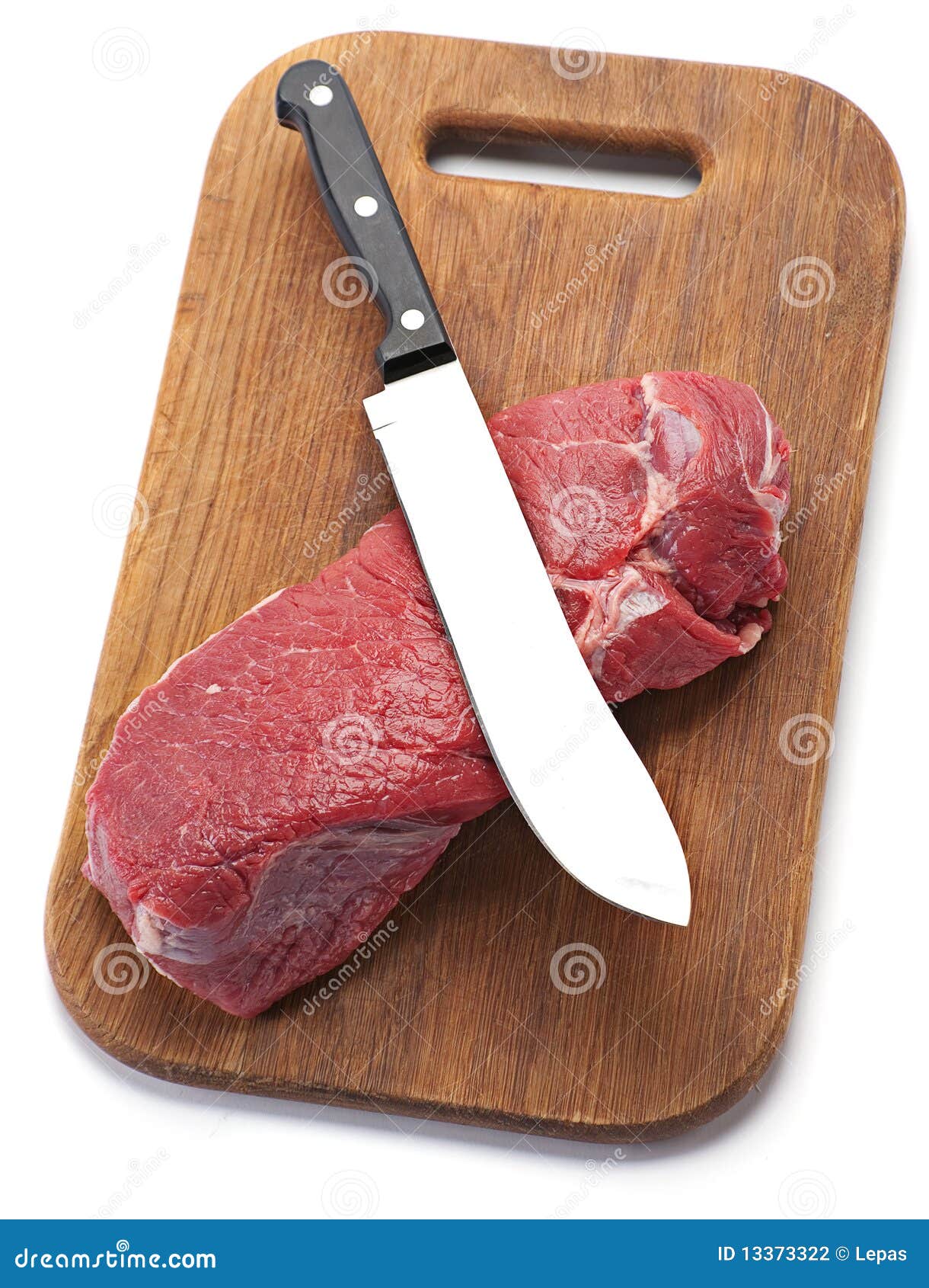 Beef meat with knife stock photo. Image of veal, board 13373322