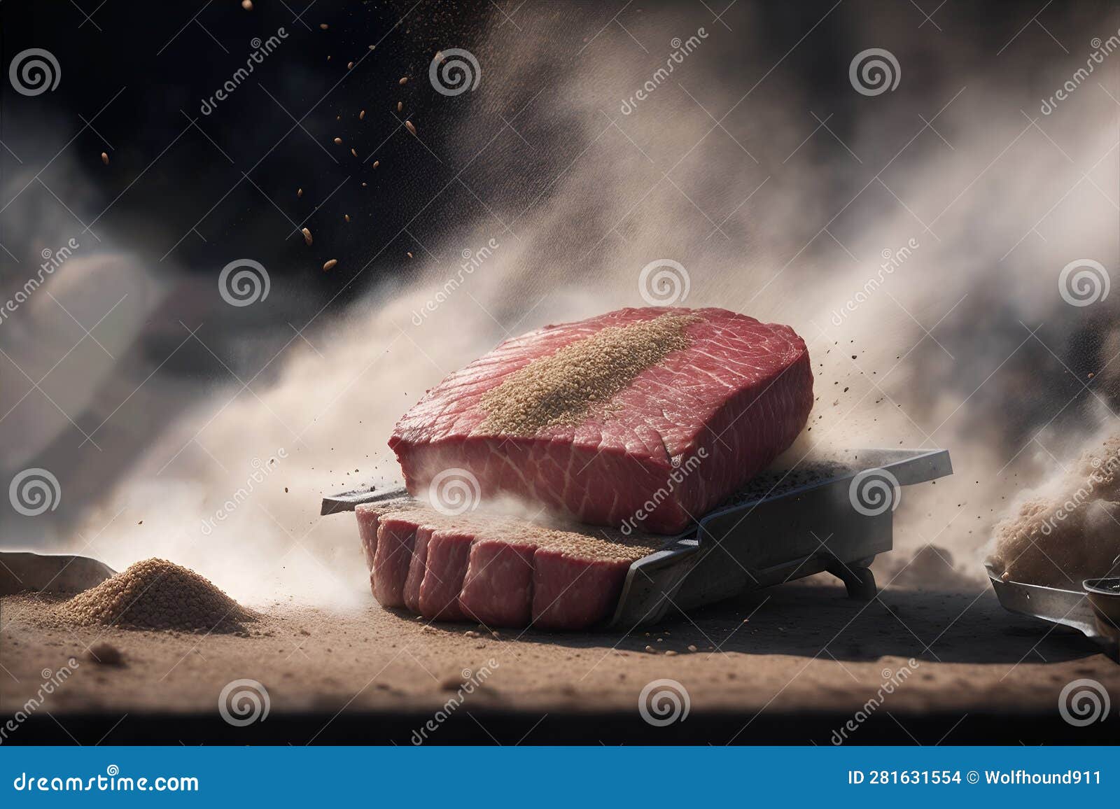 Beef Meat on the Smoke. Generative AI Stock Illustration Illustration