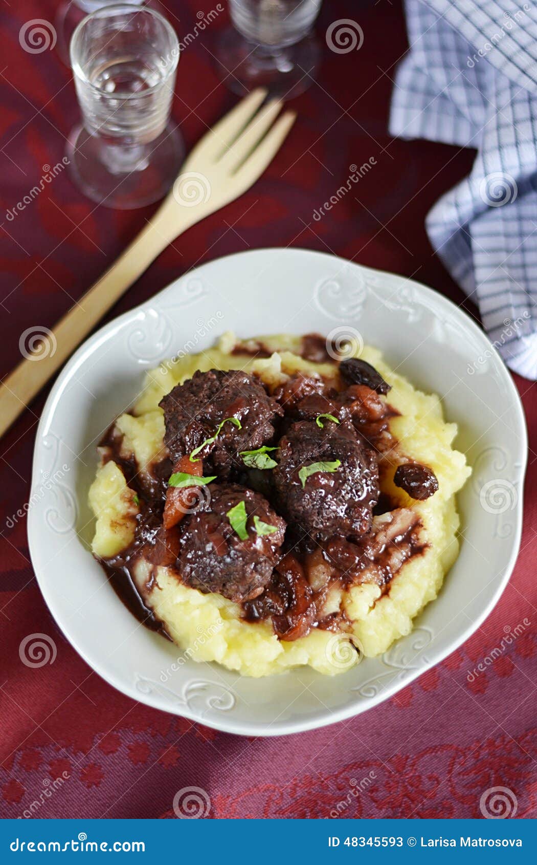Beef Meatballs in Red Wine Gravy Stock Image Image of roasted, baked