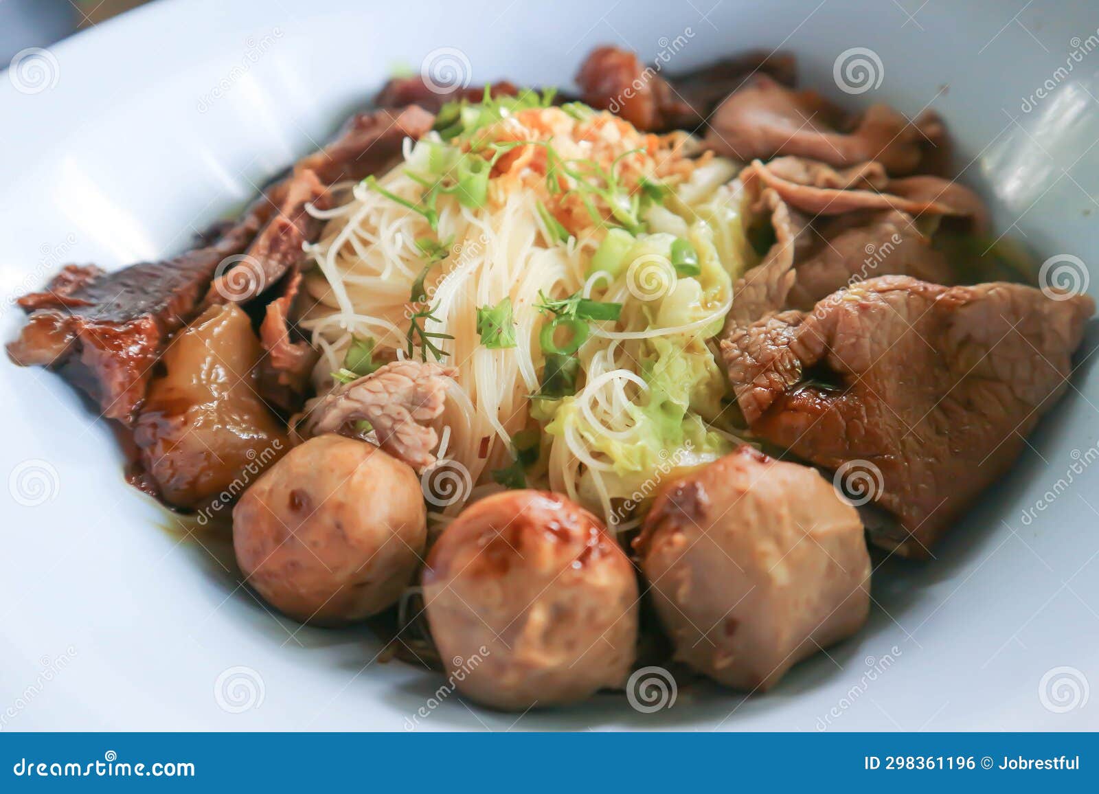 Beef Noodles, Chinese Noodles or Noodles without Soup Stock Photo