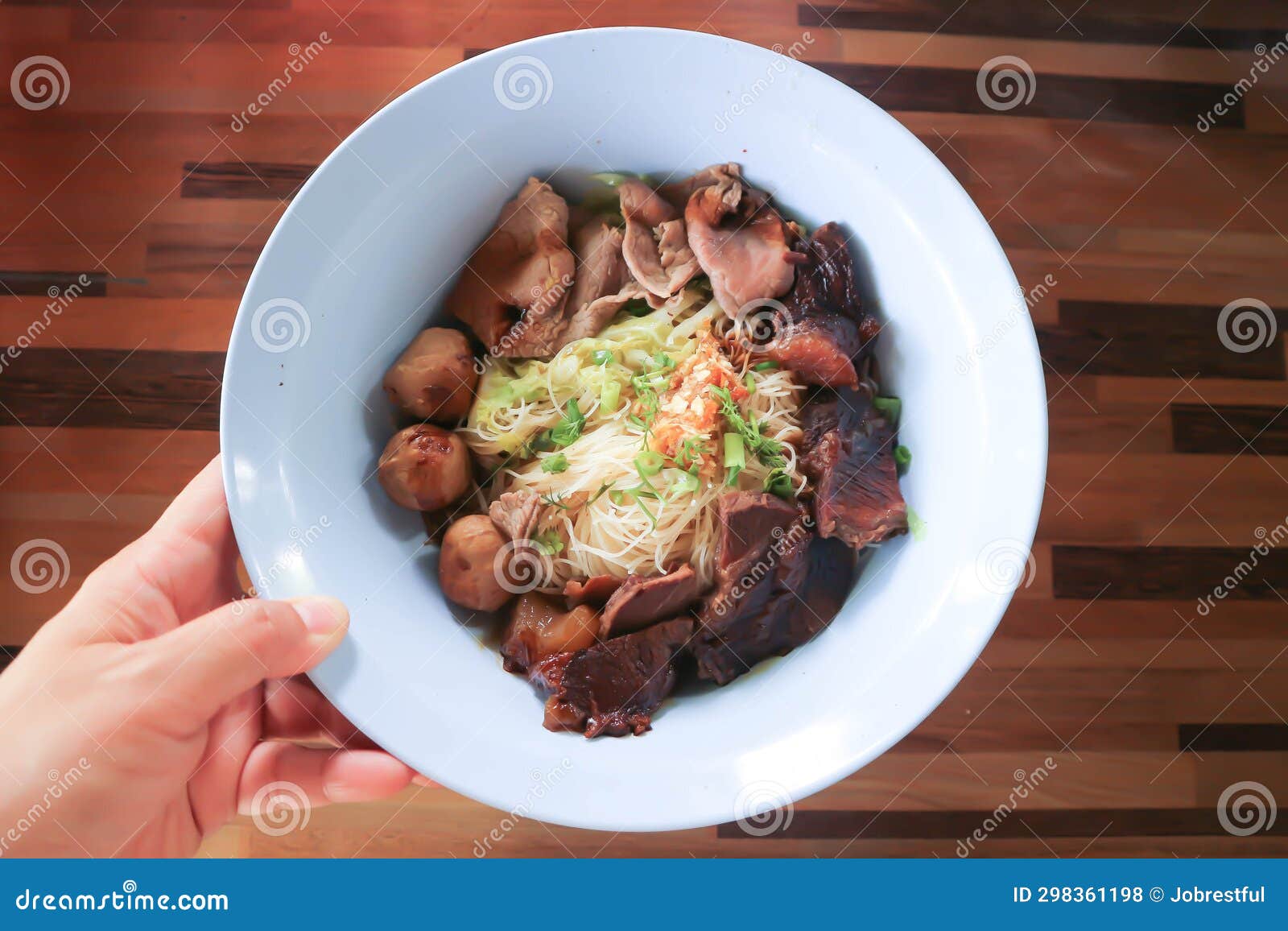 Beef Noodles, Chinese Noodles or Noodles without Soup Stock Photo