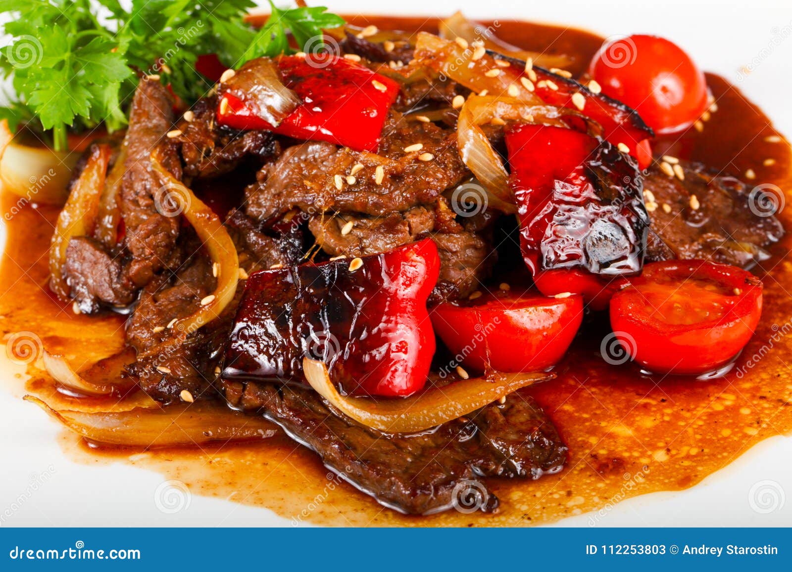 Beef in oyster sauce stock image. Image of meal, stirfried 112253803