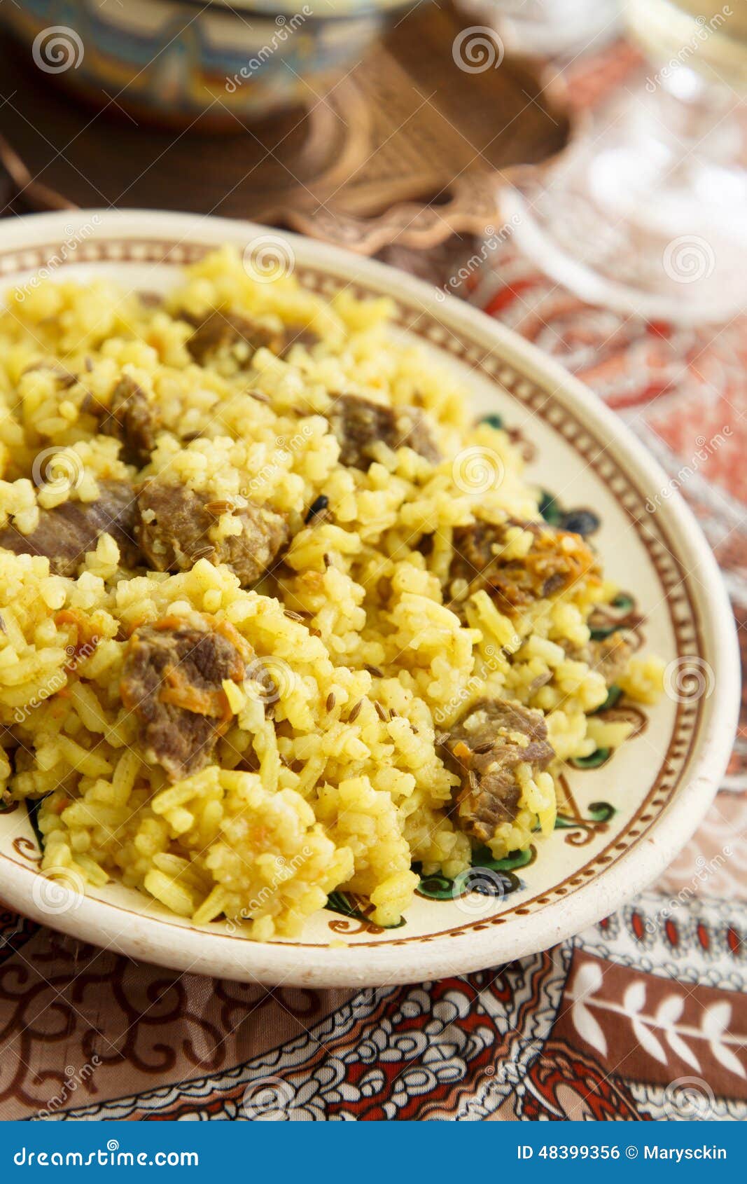 Beef pilaf stock photo. Image of glass, pilau, meal, stewed 48399356