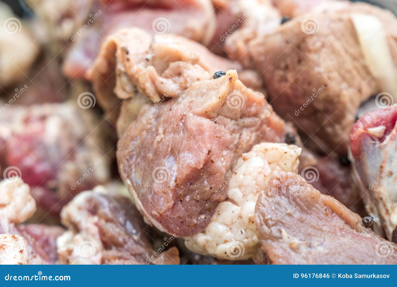 Beef and Pork Steak on the Grill Raw Meat Stock Photo Image of