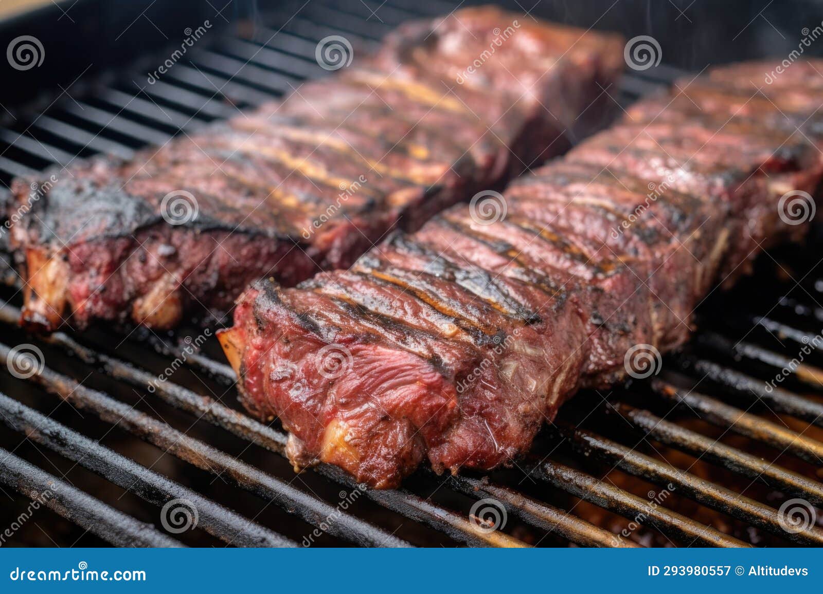 Beef Ribs Fresh Off the Bbq with Grill Marks Apparent Stock