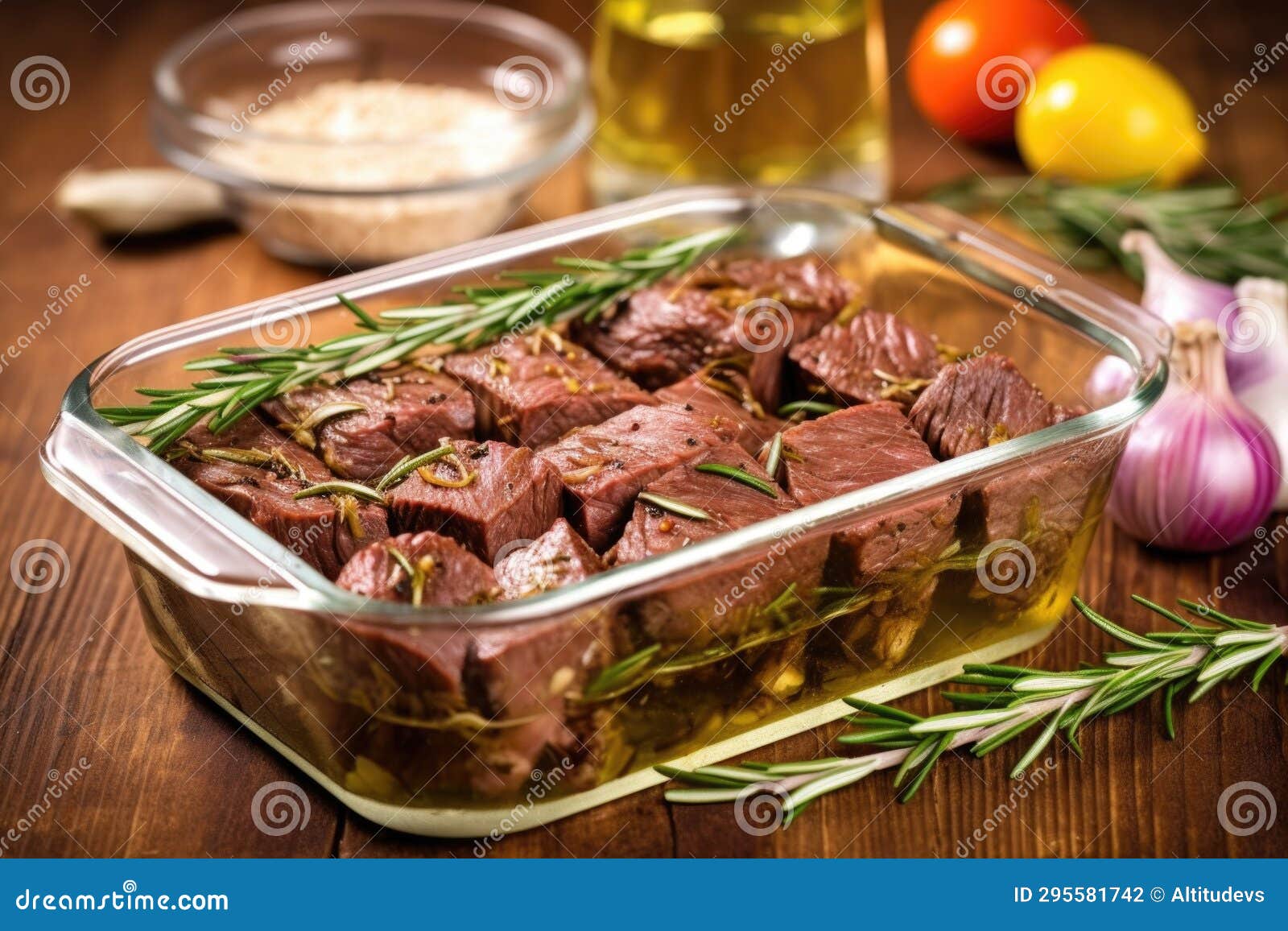 Beef Roast in a Glass Baking Dish, Garnished with Rosemary Stock Illustration Illustration of