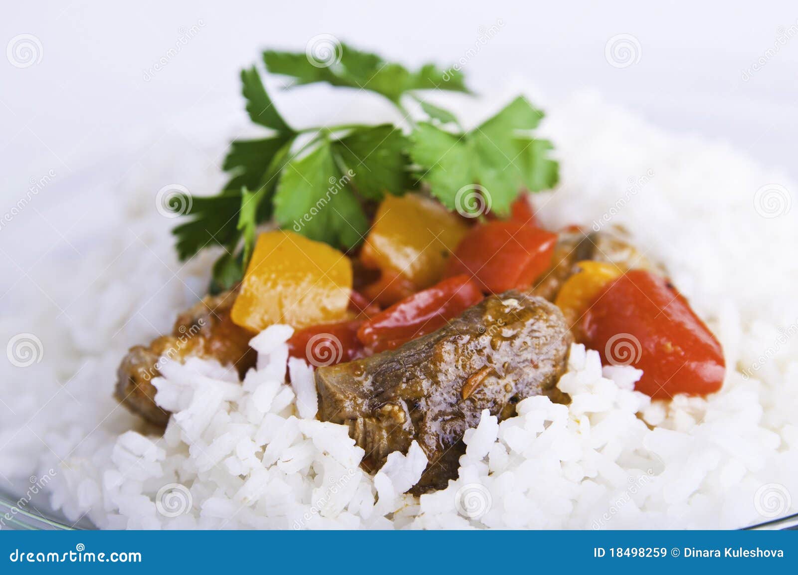 Beef with sauce on rice stock image. Image of product 18498259