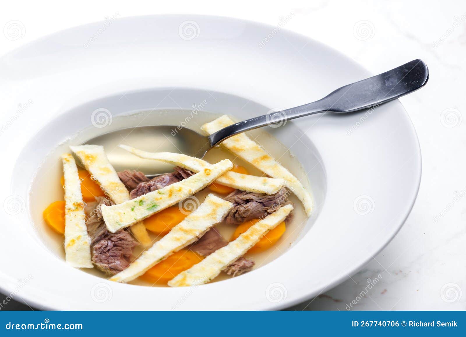 Beef Soup With Celestine Noodles And Carrot Stock Photo CartoonDealer