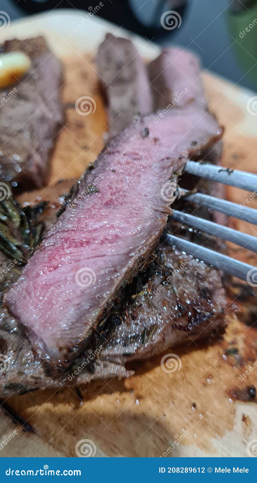Beef steak cut half done stock photo. Image of steak 208289612