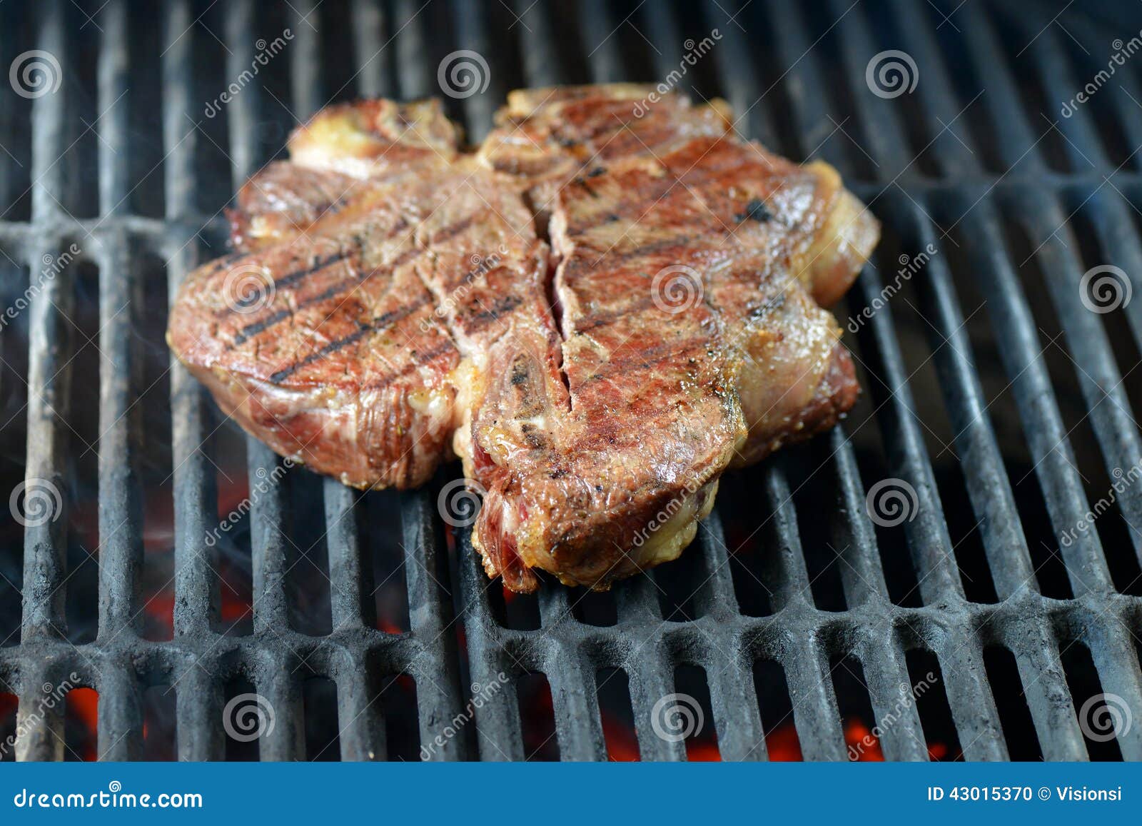 beef steak grilled on a bbq, florentine t-bone