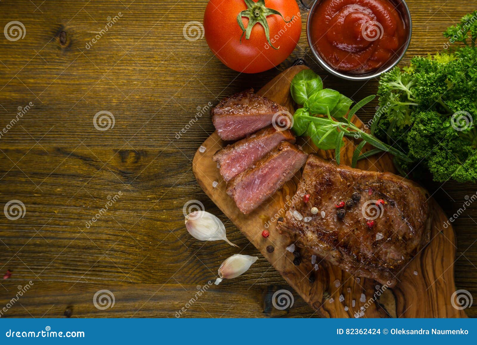 Beef Steak with Herbs and Spices Stock Photo Image of table, ribeye