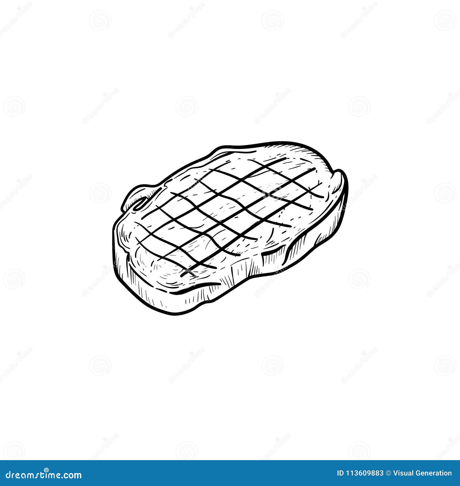 Sketch Hand Drawn Grilled Meat Steak With Sauce And Rosemary Vector Stock  Illustration - Download Image Now - iStock