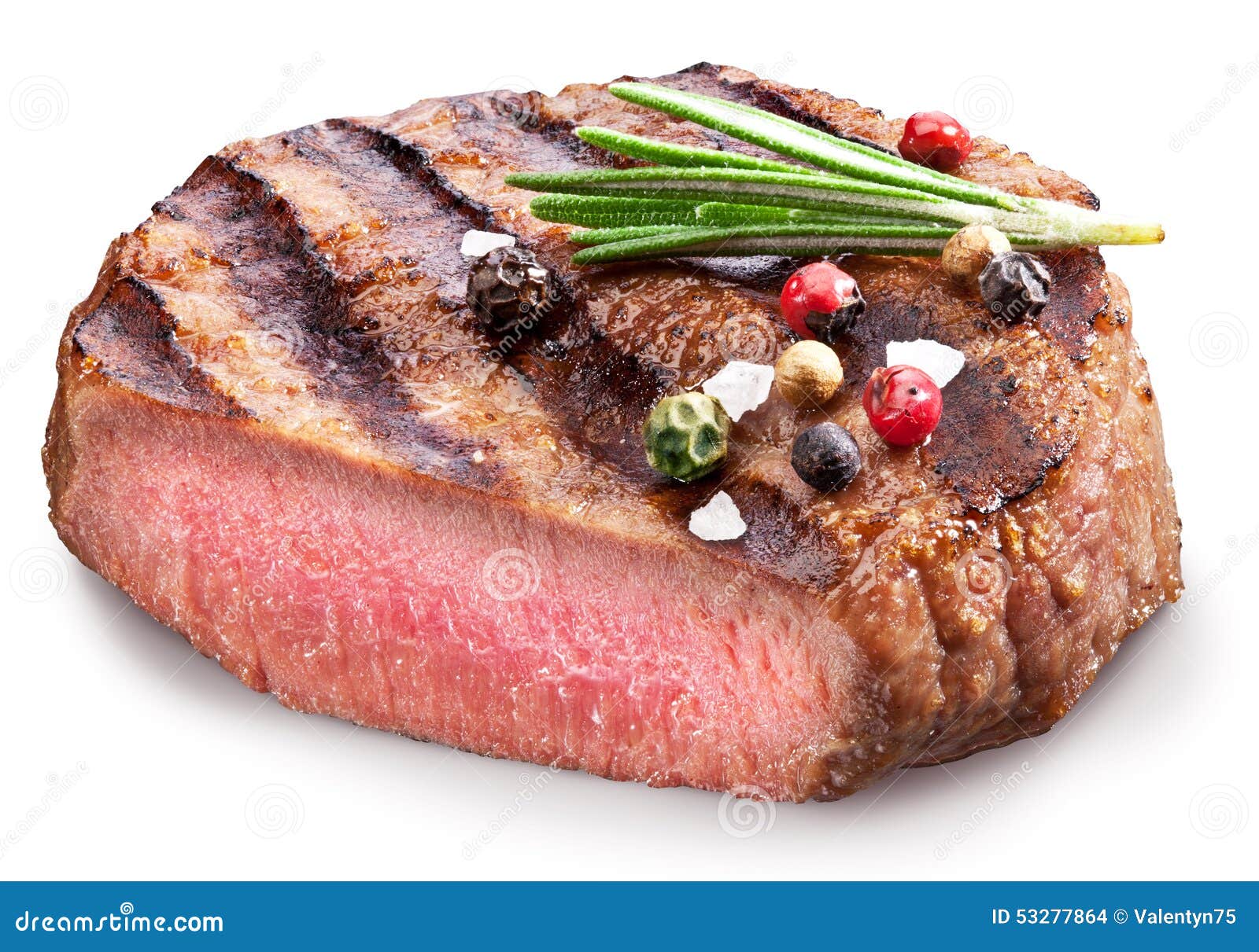 Beef Steak with Spices on a White Background. Stock Photo Image of