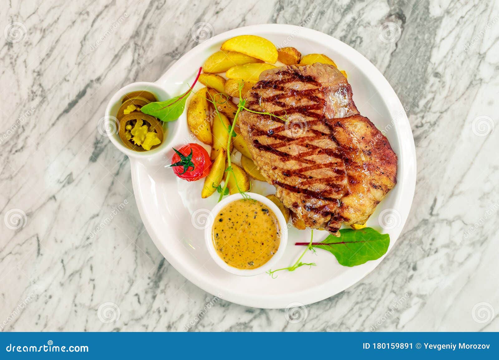 Beef Steak with Vegetables, Jalapeno Sauce and Pepper Stock Image Image of restaurant, grilled