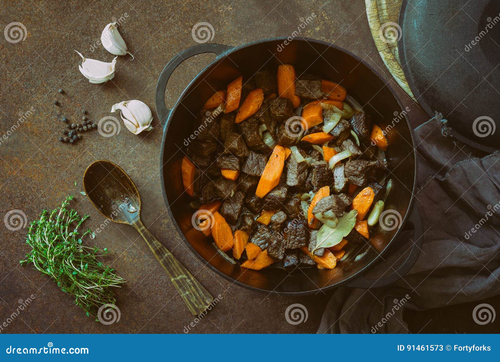 Beef Stew in a Cast Iron Pan Stock Image Image of meat, dark 91461573