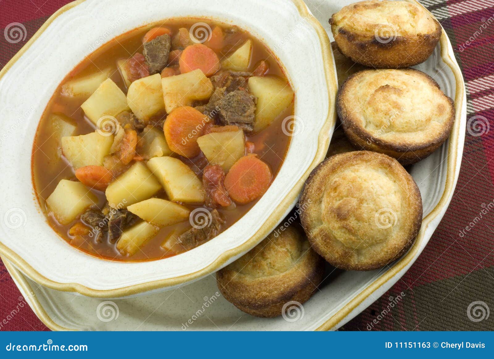Beef Stew with Cornbread Muffins Stock Image Image of dish, homemade