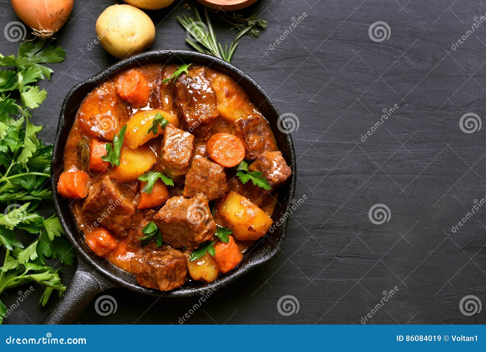 Beef Stew with Potatoes, Carrots and Herbs Stock Image Image of food
