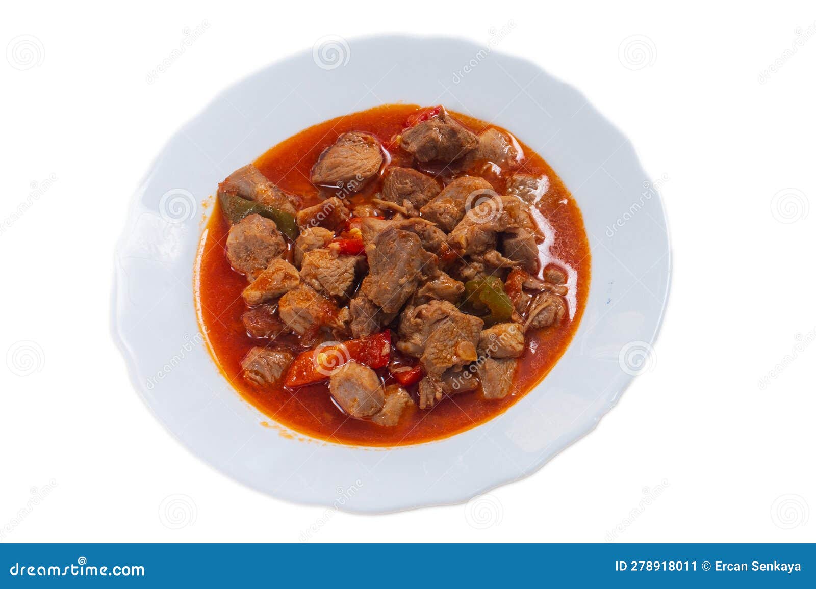 beef stew in tomato sauce traditional georgian dish chashushuli white background top view