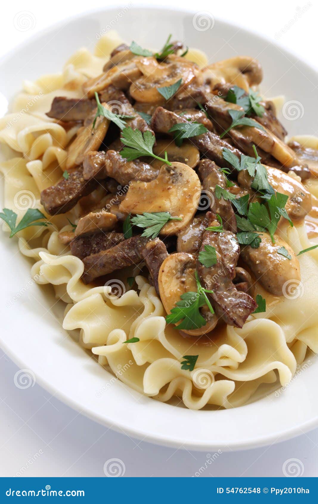 Beef Stroganoff with Pasta, Russian Cuisine Stock Photo - Image of ...