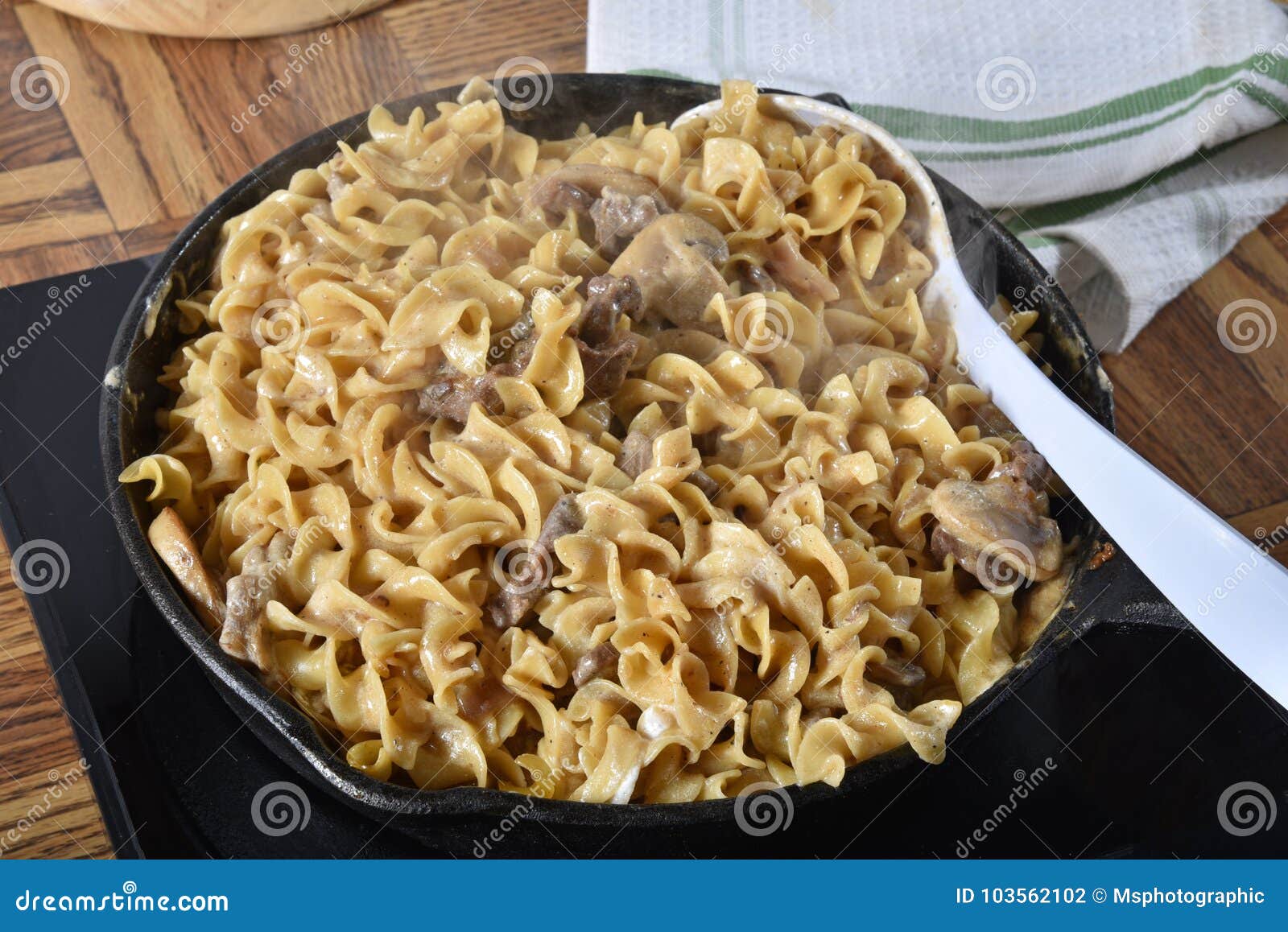 Beef Stroganoff in a Skillet Stock Photo Image of noodles, food