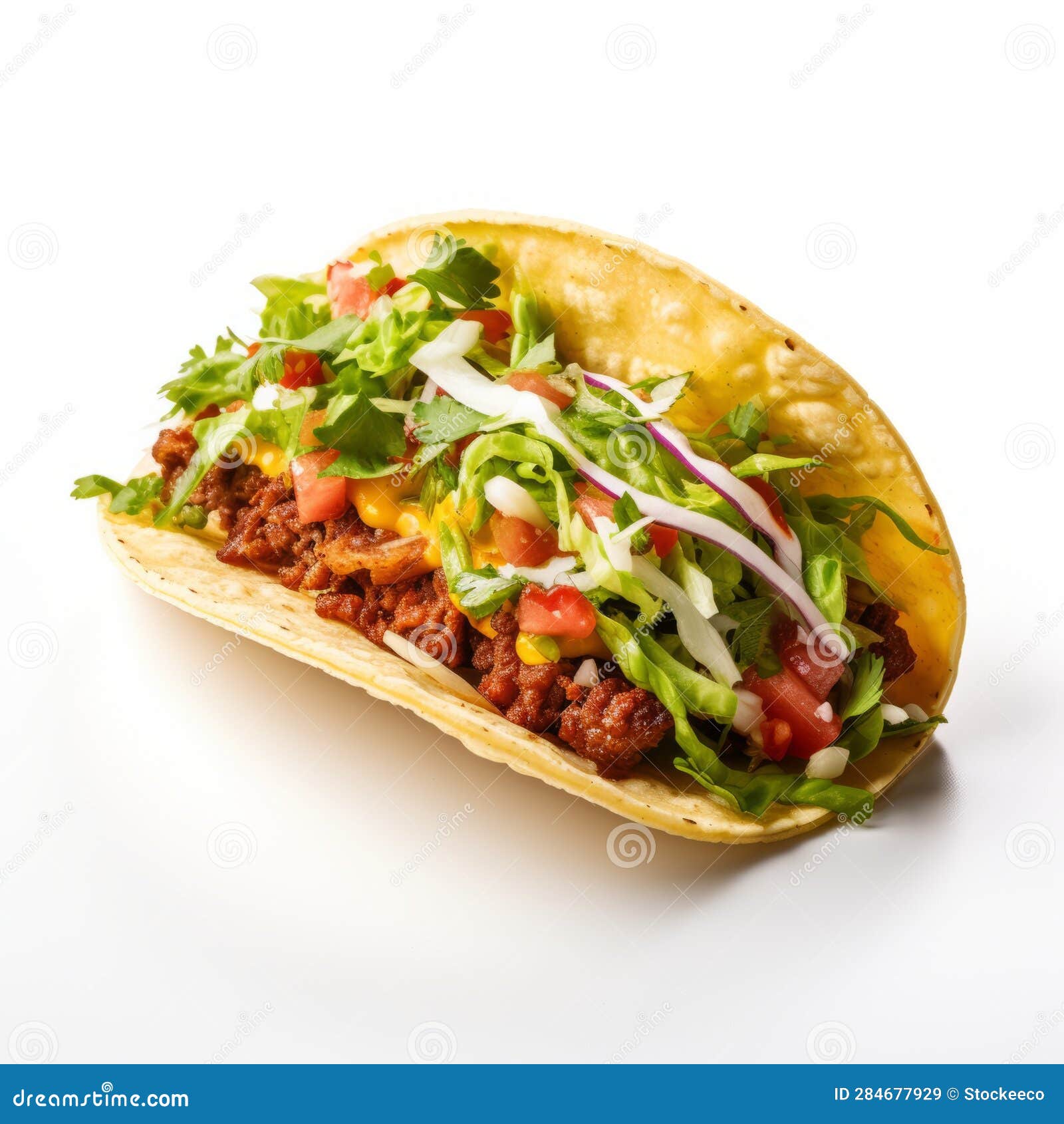chili taco on white background - authentic, high-quality image