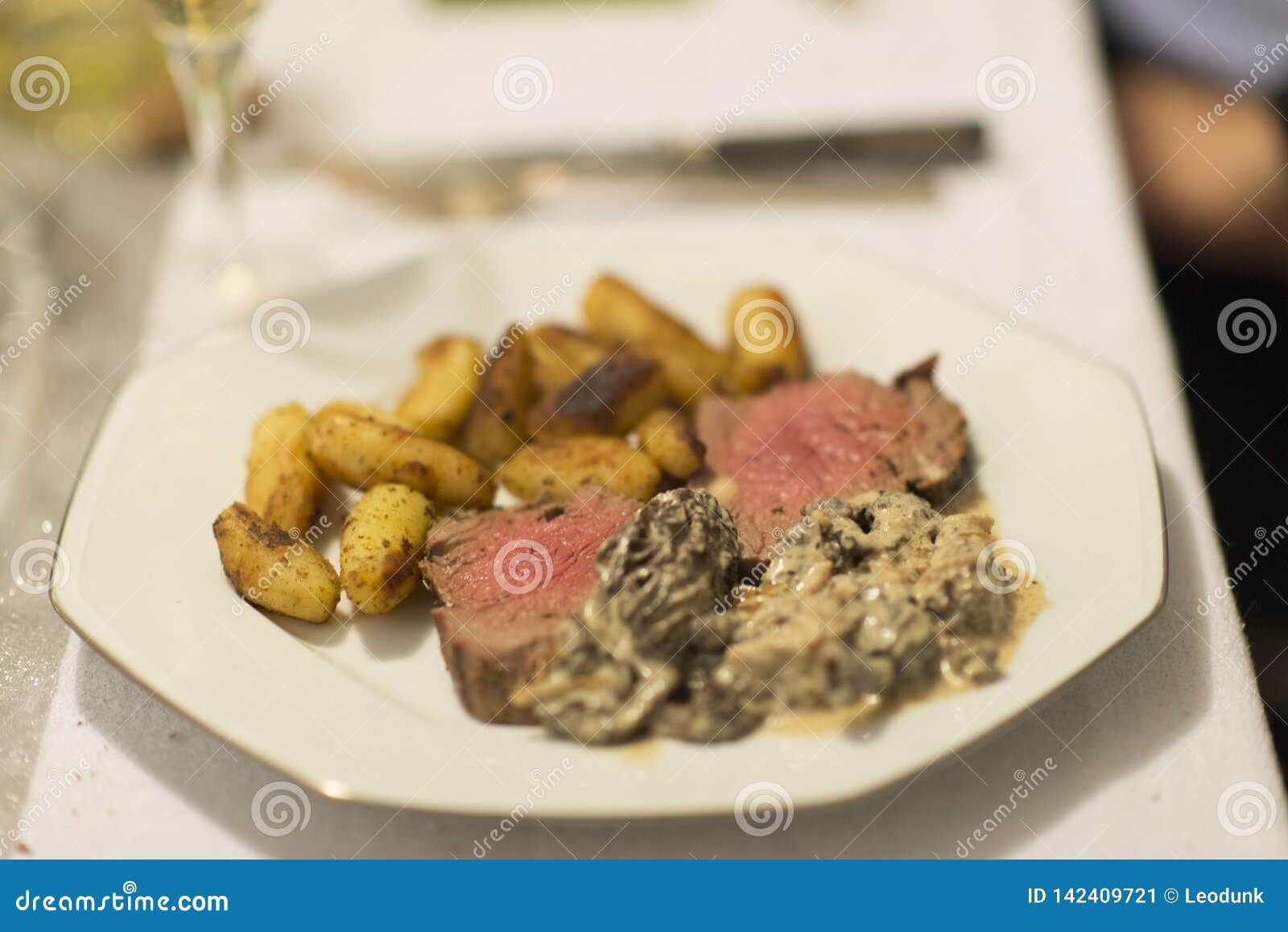 Beef Tenderloin Morels And Ratte Potatoes For Christmas Diner French Speciality For Christmas Stock Image Image Of Speciality Gourmet 142409721