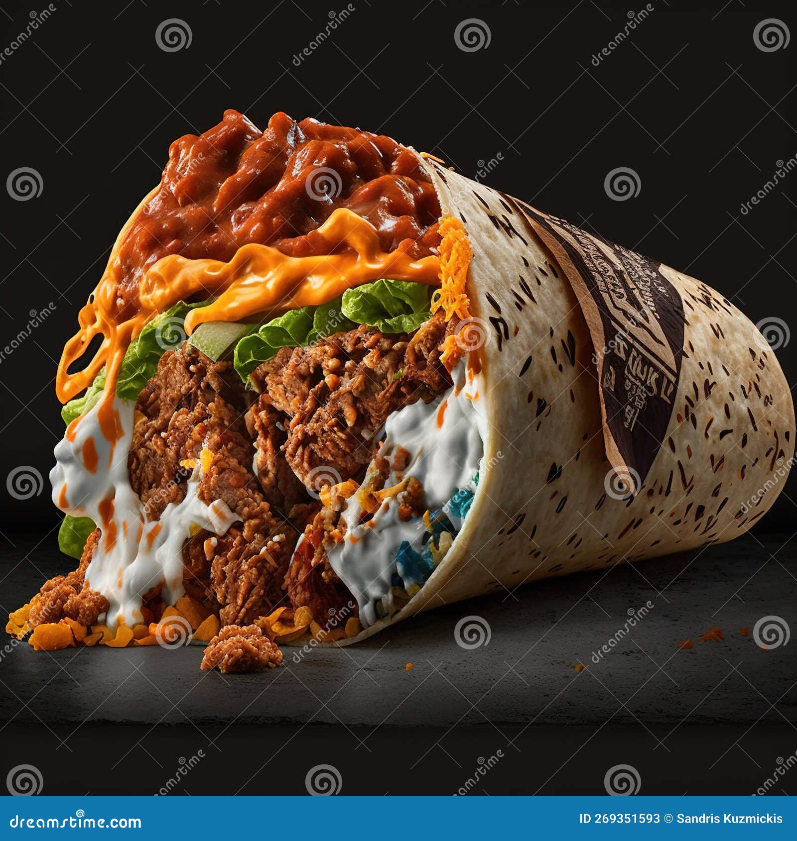 Beefy 5-layer Burrito. Generative AI Stock Illustration - Illustration