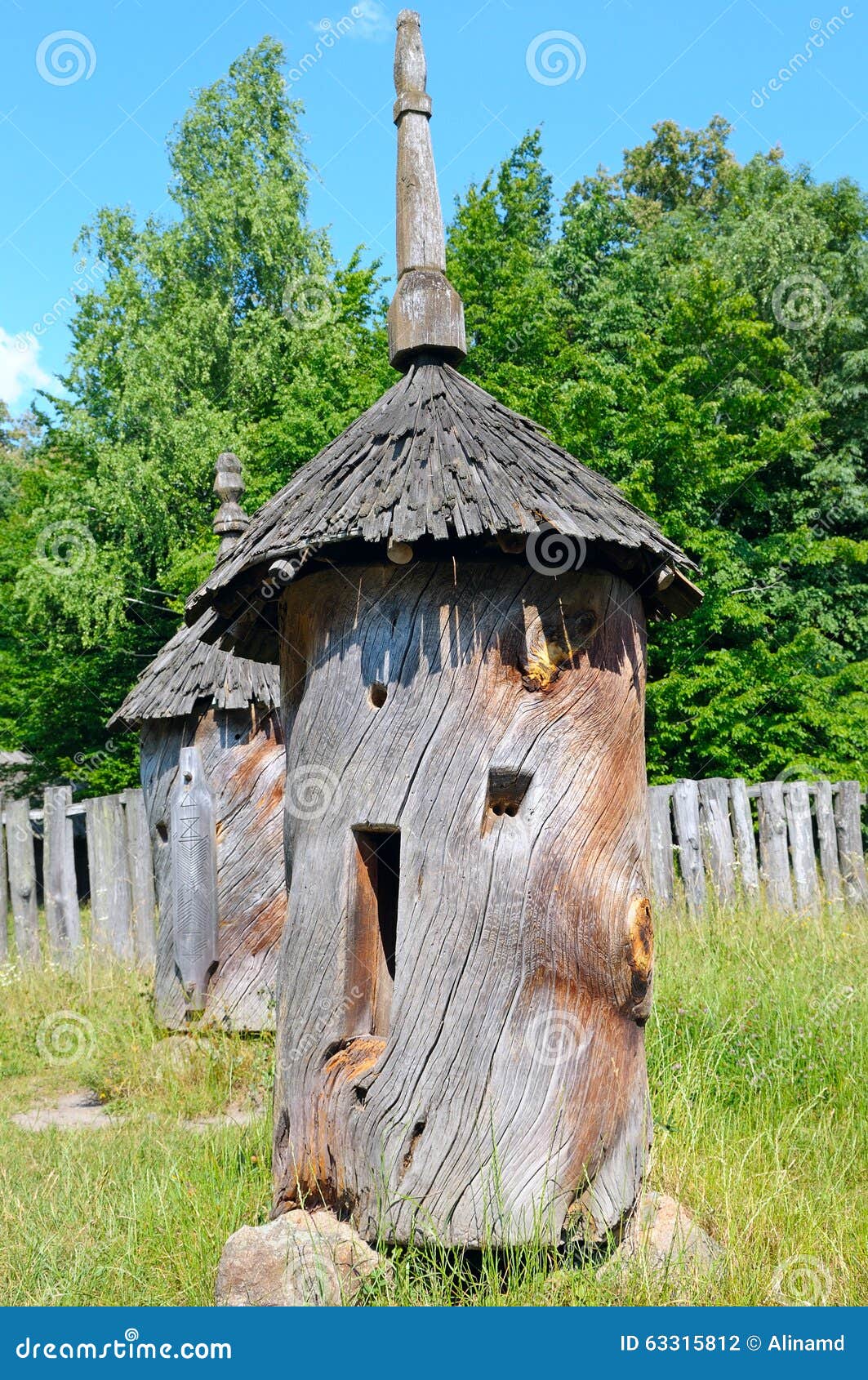 Beehive Hollowed From A Tree Trunk Stock Photo - Image 