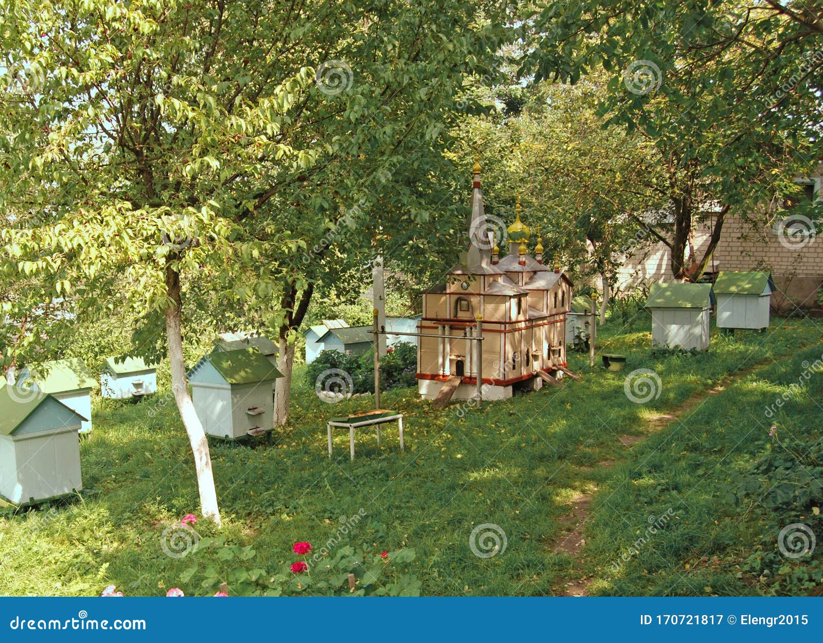 beehives in the apiary of the monastery in korets