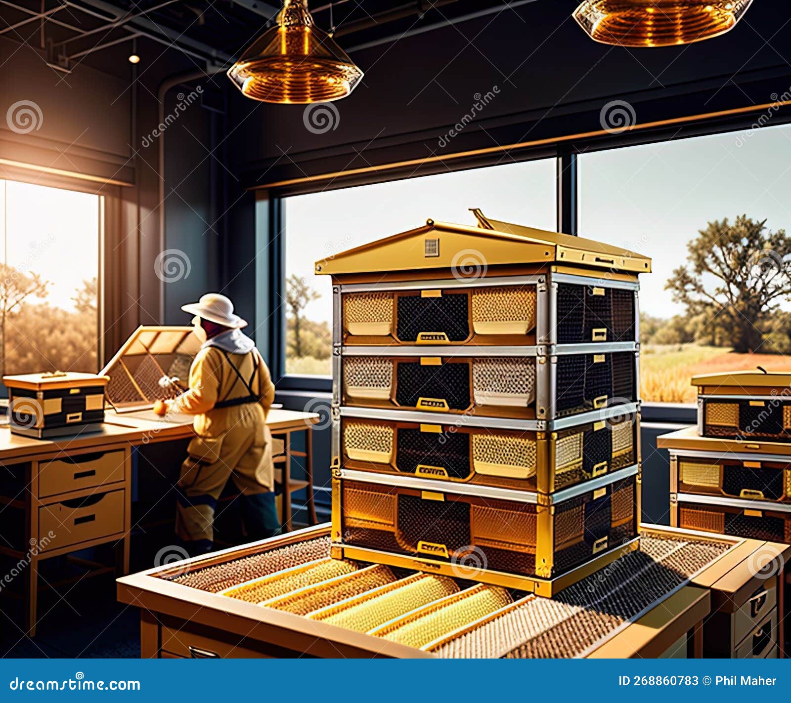 Beekeeper. Fictional Workplace. Generative AI. Stock Illustration