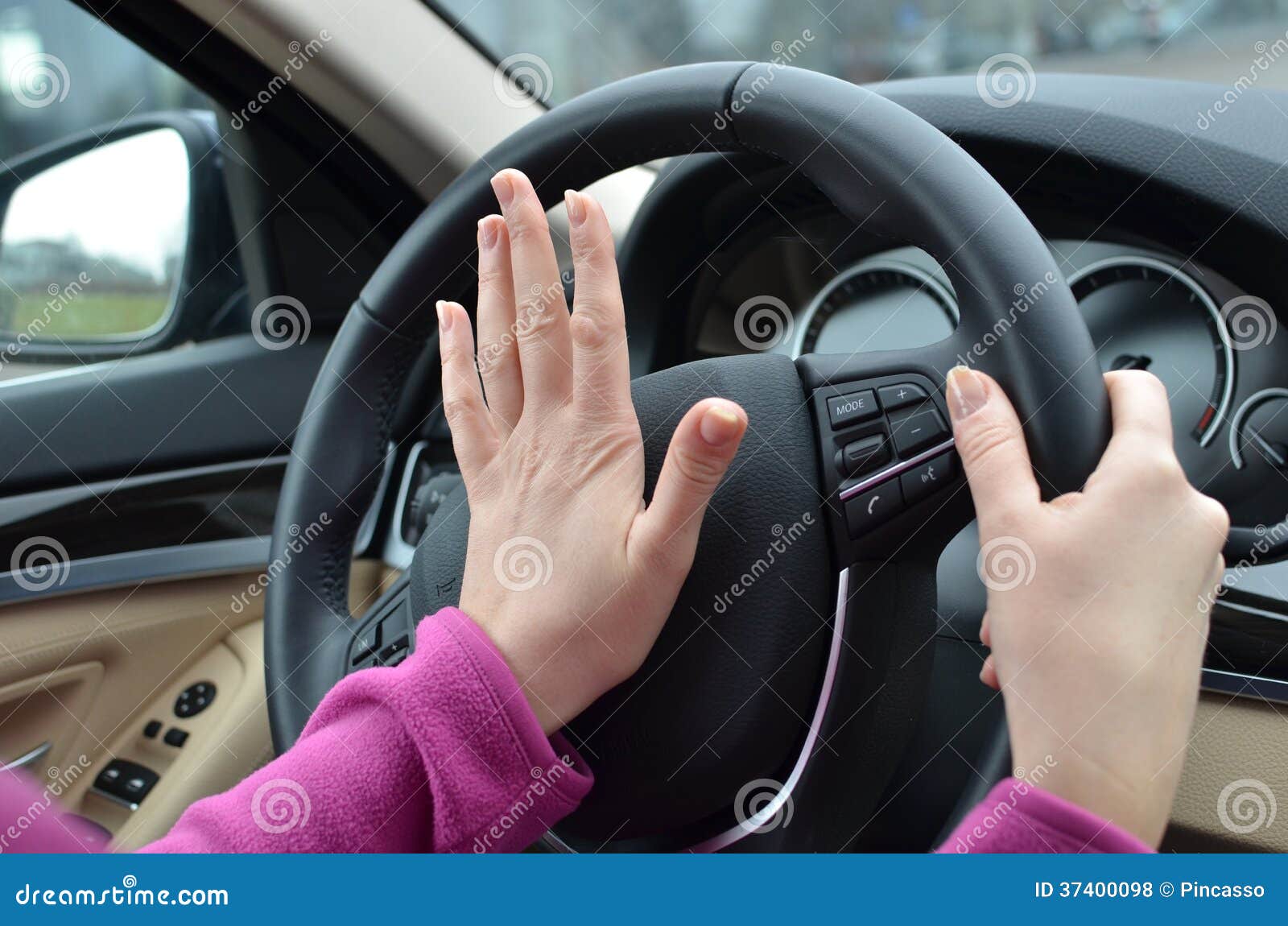 Beeping car driver stock photo. Image of aggressive, girl 37400098