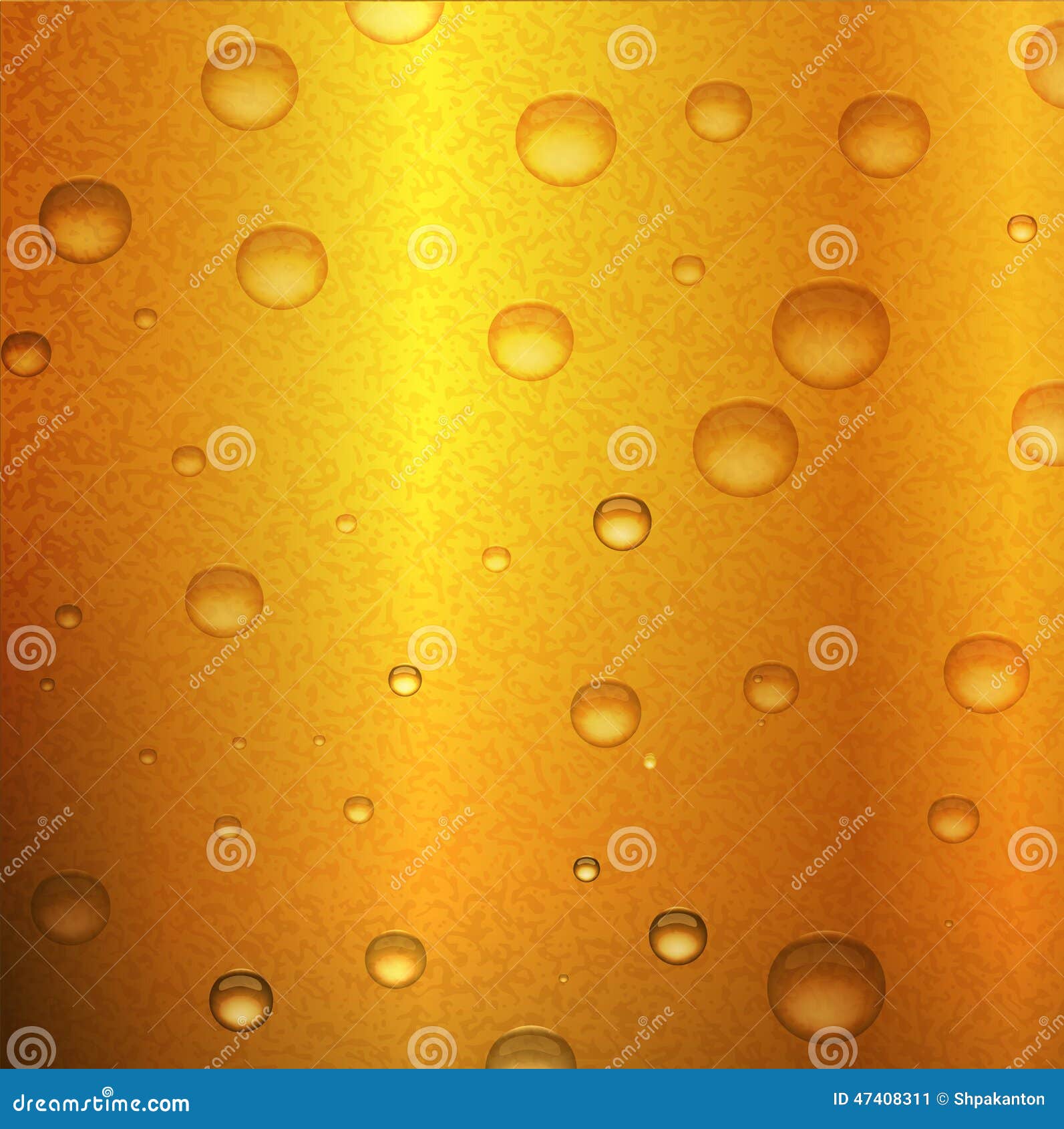 Beer Background with Water Drops Condensation. Stock Vector