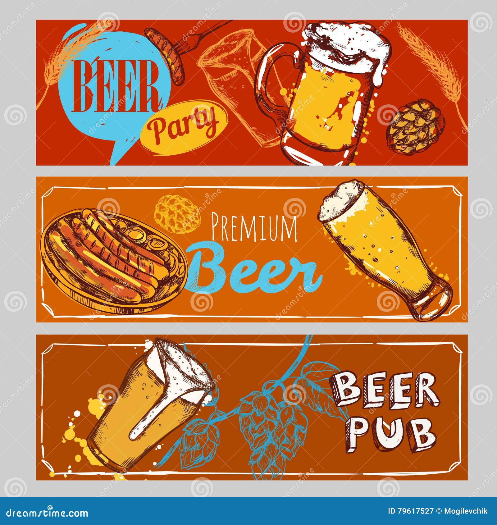 Beer Banner Set stock vector. Illustration of beverage 79617527