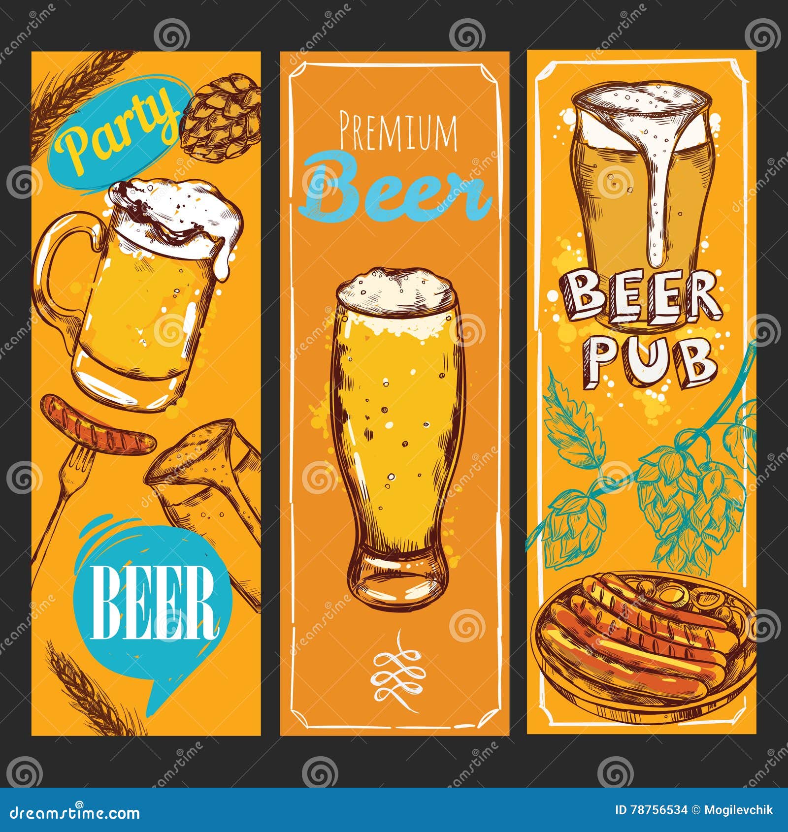 Beer Banner Set stock vector. Illustration of barrel 78756534