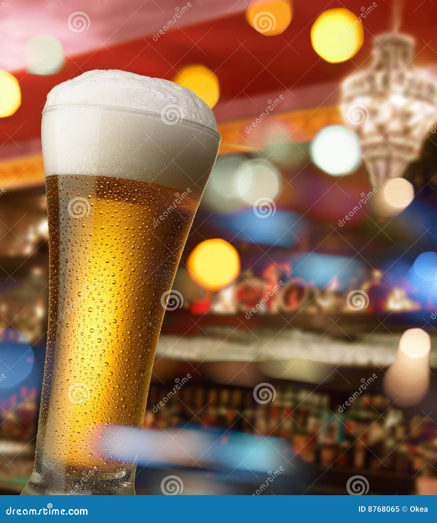 Beer at bar counter stock image. Image of alcohol, full 8768065