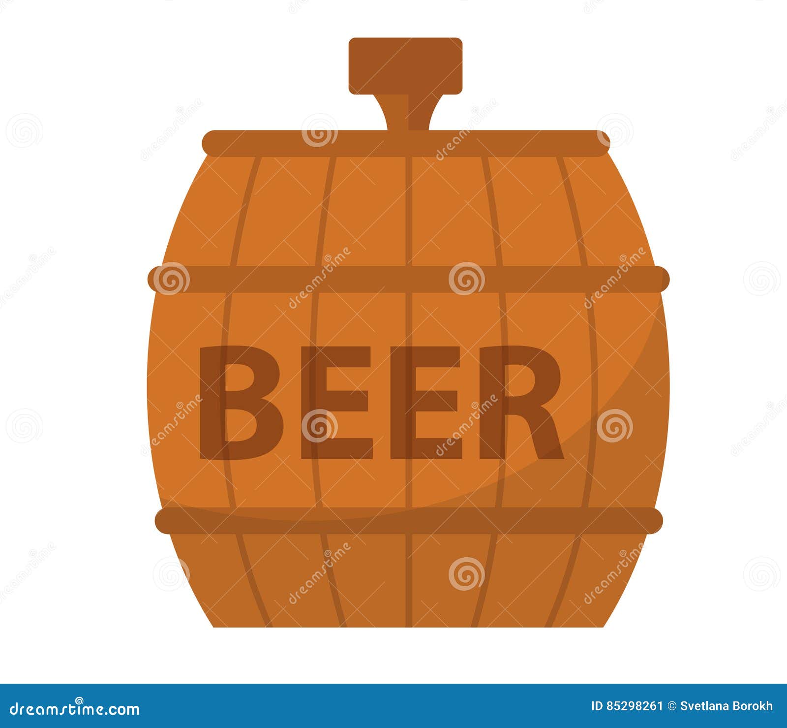 Beer Barrel, Icon Flat Style. on White Background. Vector Illustration